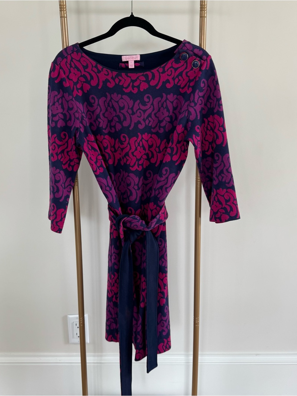 Lilly Pulitzer Jonah Mini Sweater Dress Hot Pink and Purple. Size Large - Picture 7 of 9